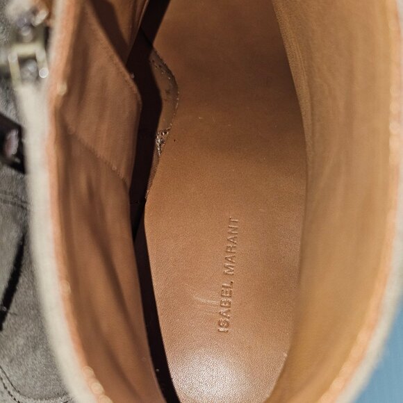 NEW Isabel Marant Dacken Classic Ankle Bootie Womens EU 39 Taupe Suede Western - Picture 12 of 15